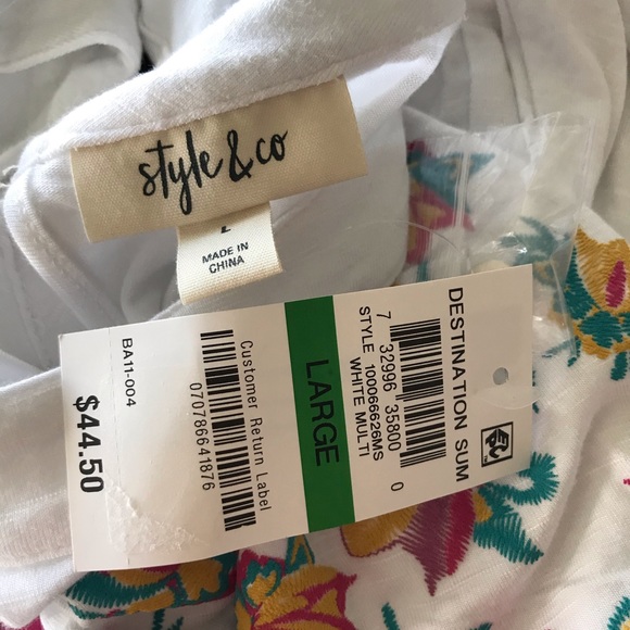 Style &Co Top Sleeveless Floral Embroidery Stretch - Picture 14 of 15